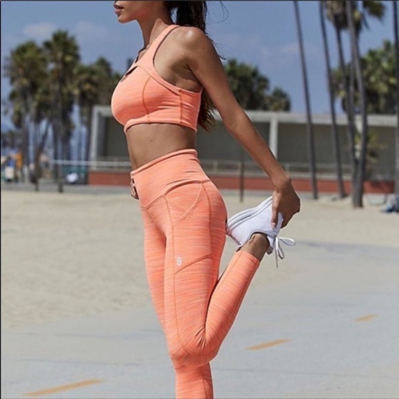 Free People Leggings Roll Out Stripes Athletic Neon Mango Combo XS S NWT - Picture 12 of 13